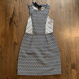Navy and Cream patterned Loft Dress